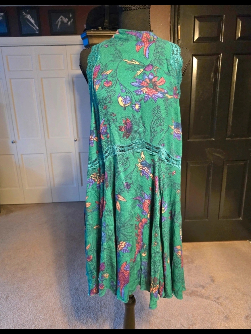 Free People Teal and Purple Floral Scarf Top - Picture 1 of 5